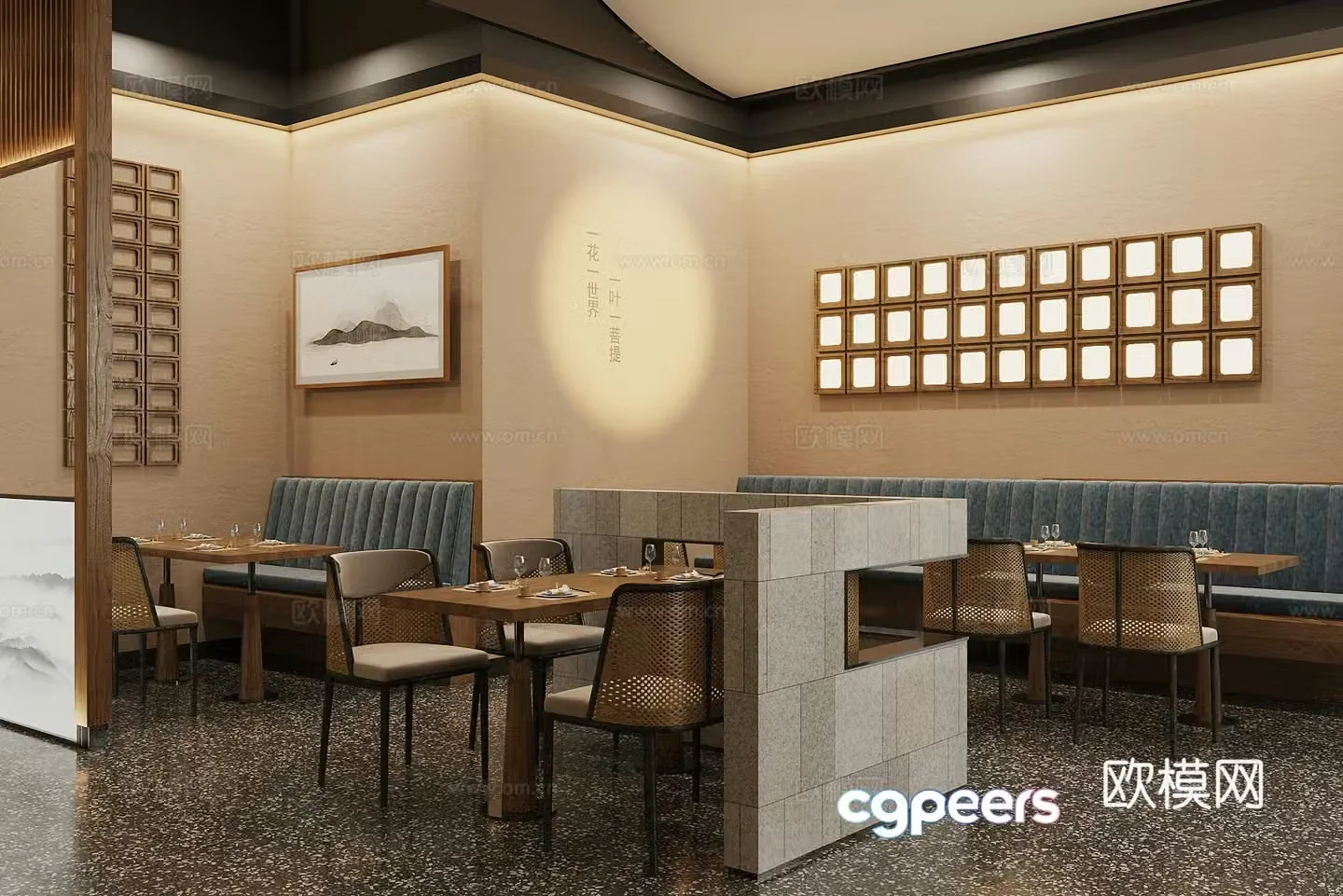 Chinese restaurant restaurant booth area 3D model