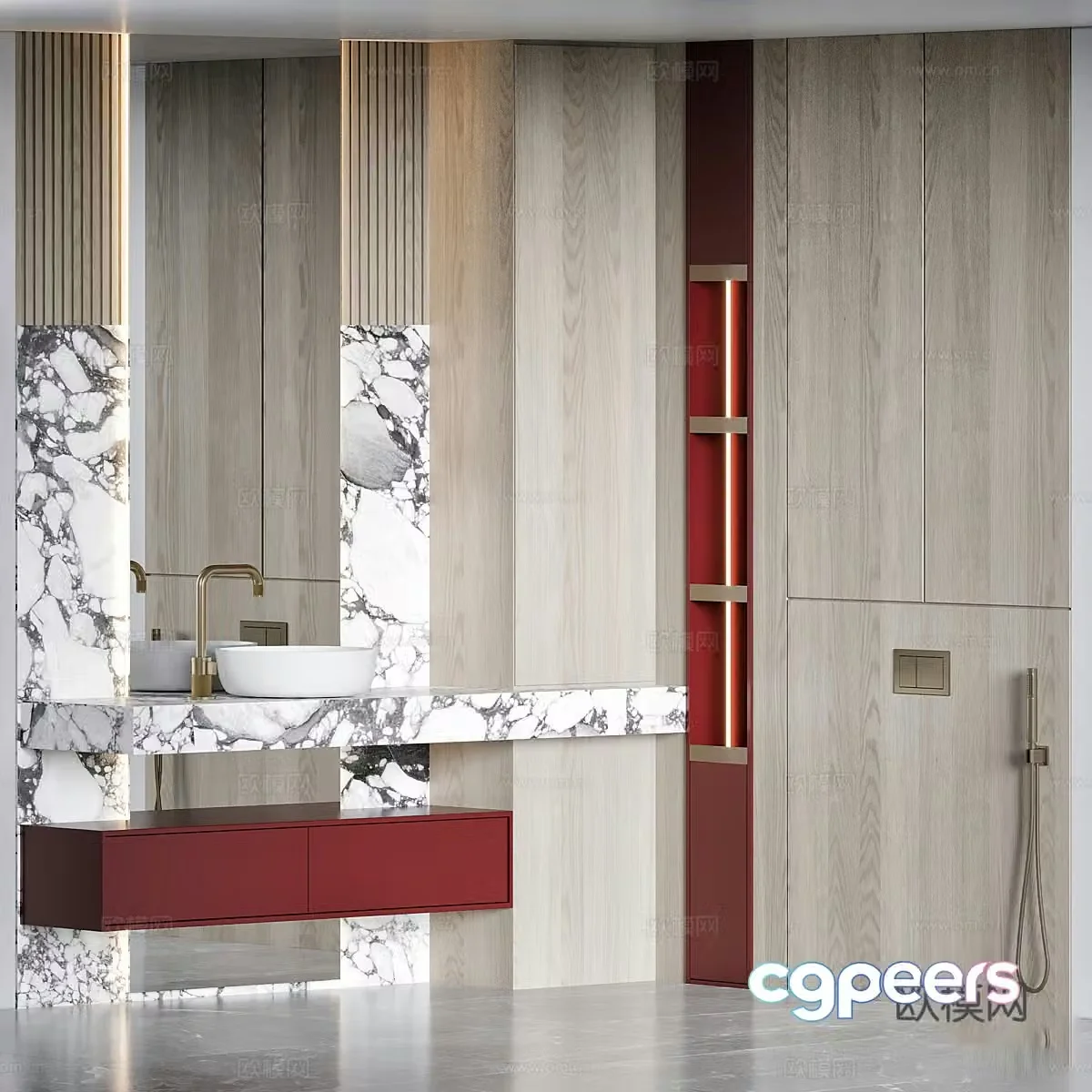 New Chinese style light luxury bathroom cabinet 3D model