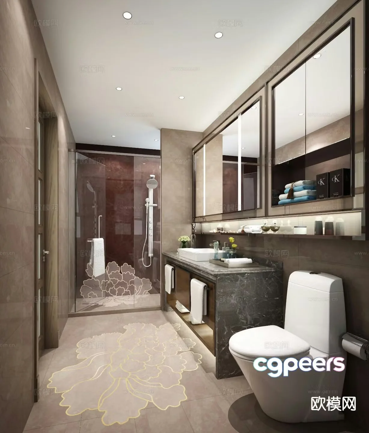 New Chinese style bathroom bathroom toilet 3d model