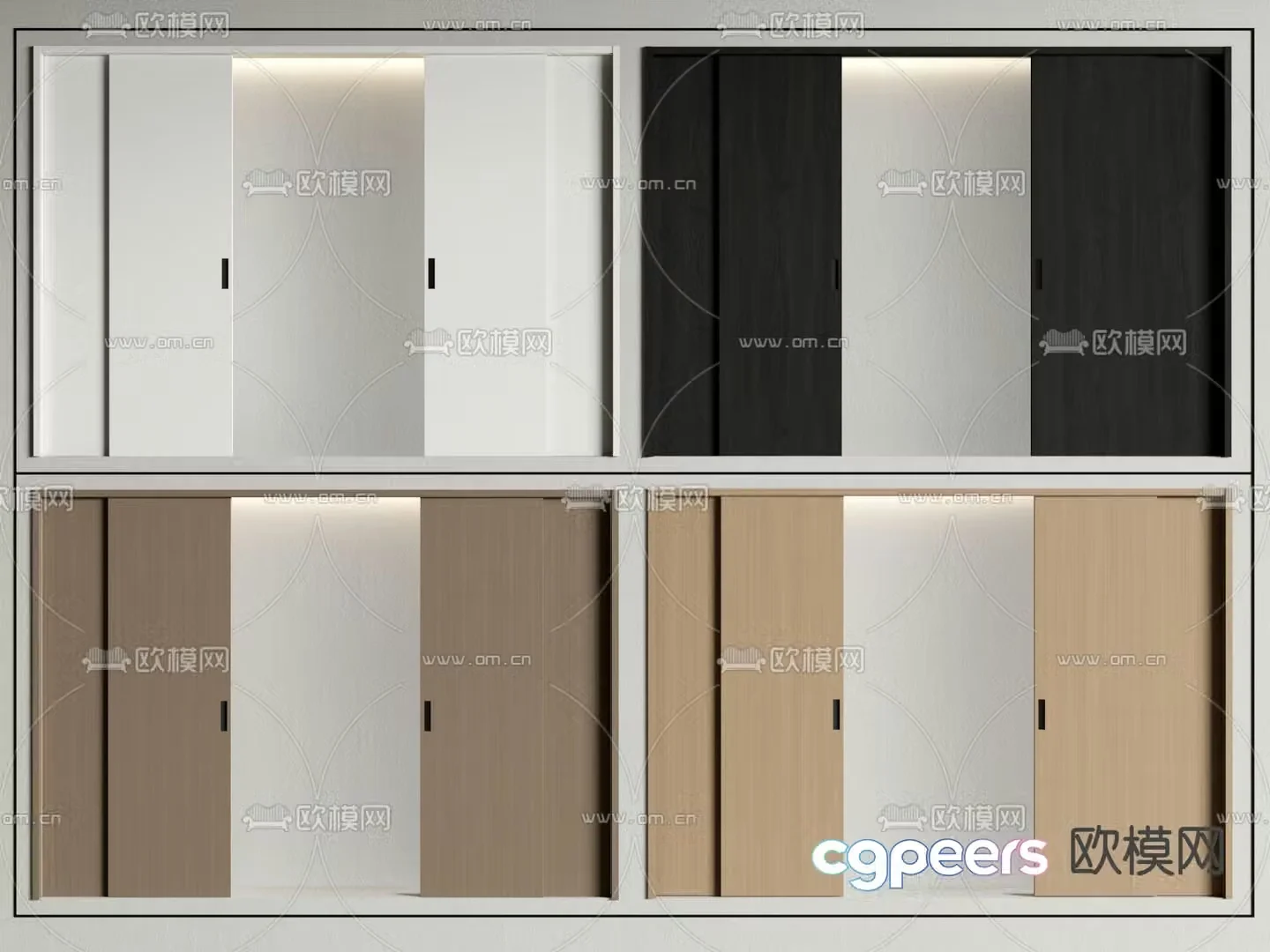 Sliding door invisible sliding door multi-link sliding door sliding door 3D model