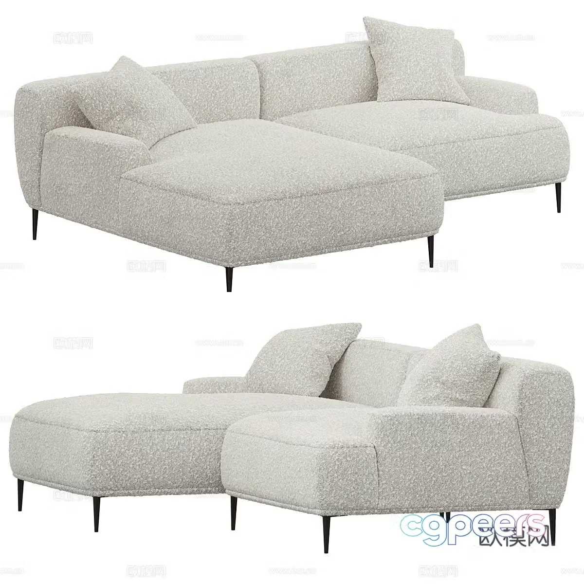 Modern fabric corner sofa 3d model