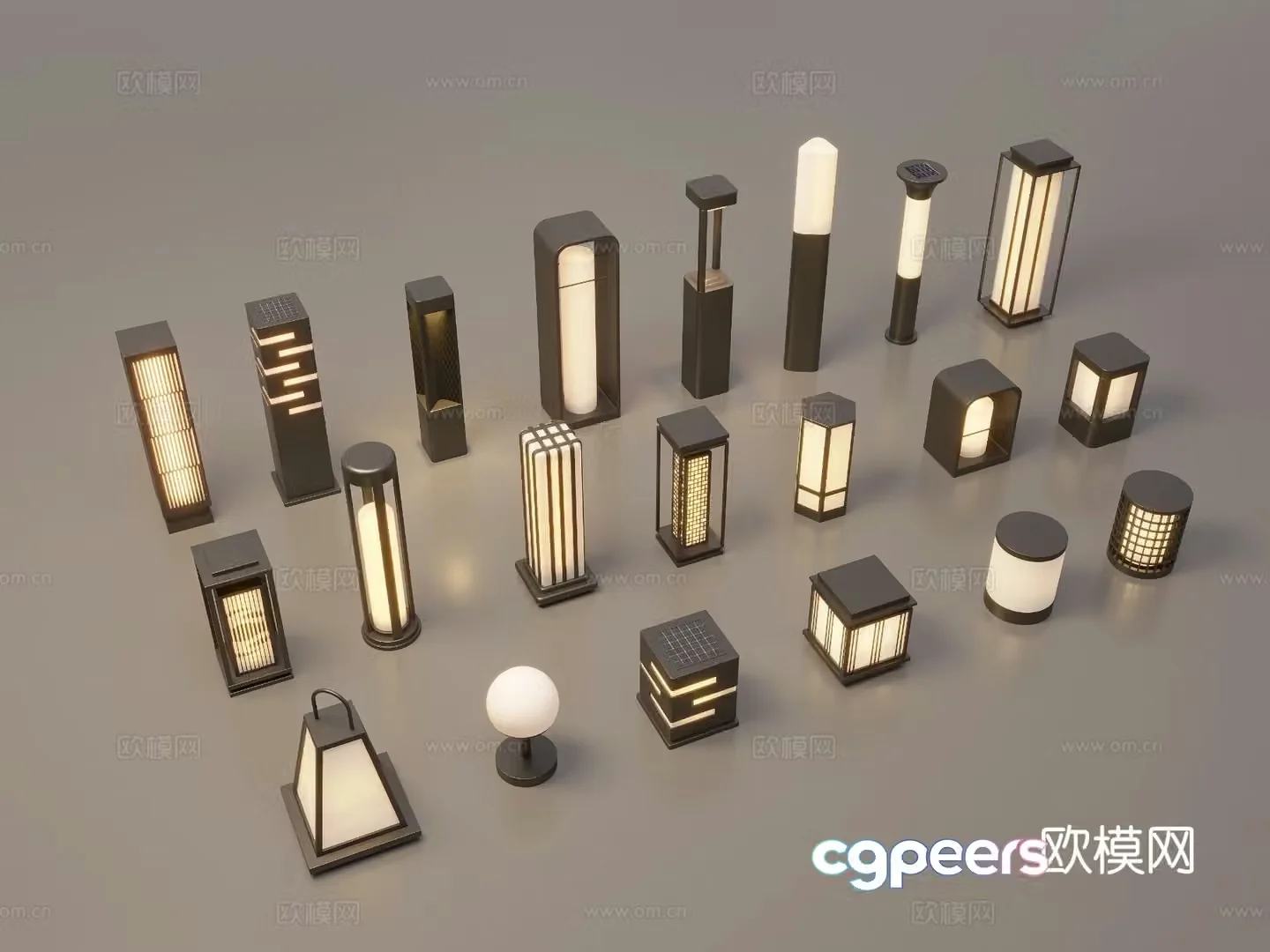 New Chinese style landscape lamp lawn lamp garden lamp outdoor lamp 3d model