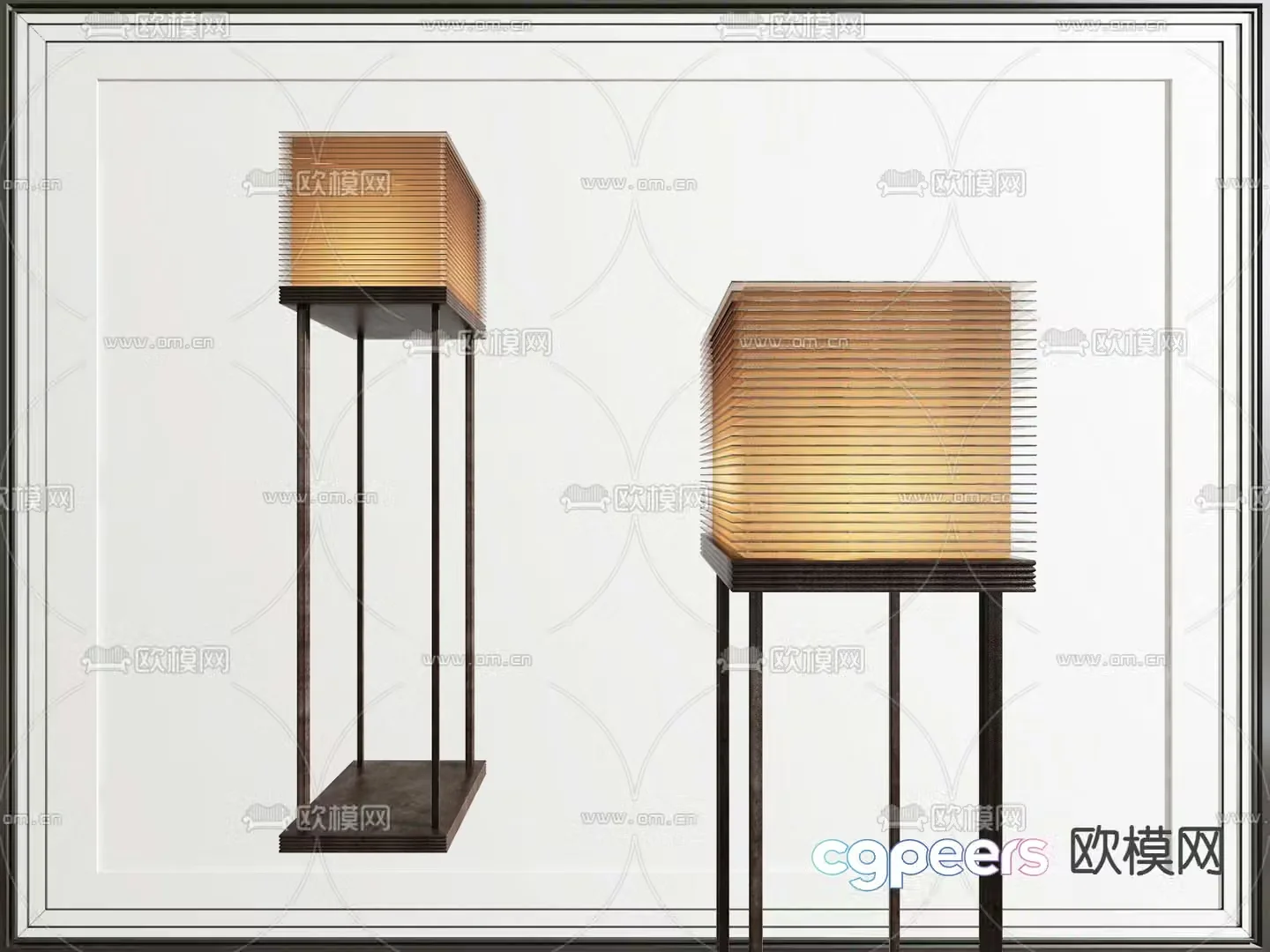 New Chinese style square floor lamp 3d model