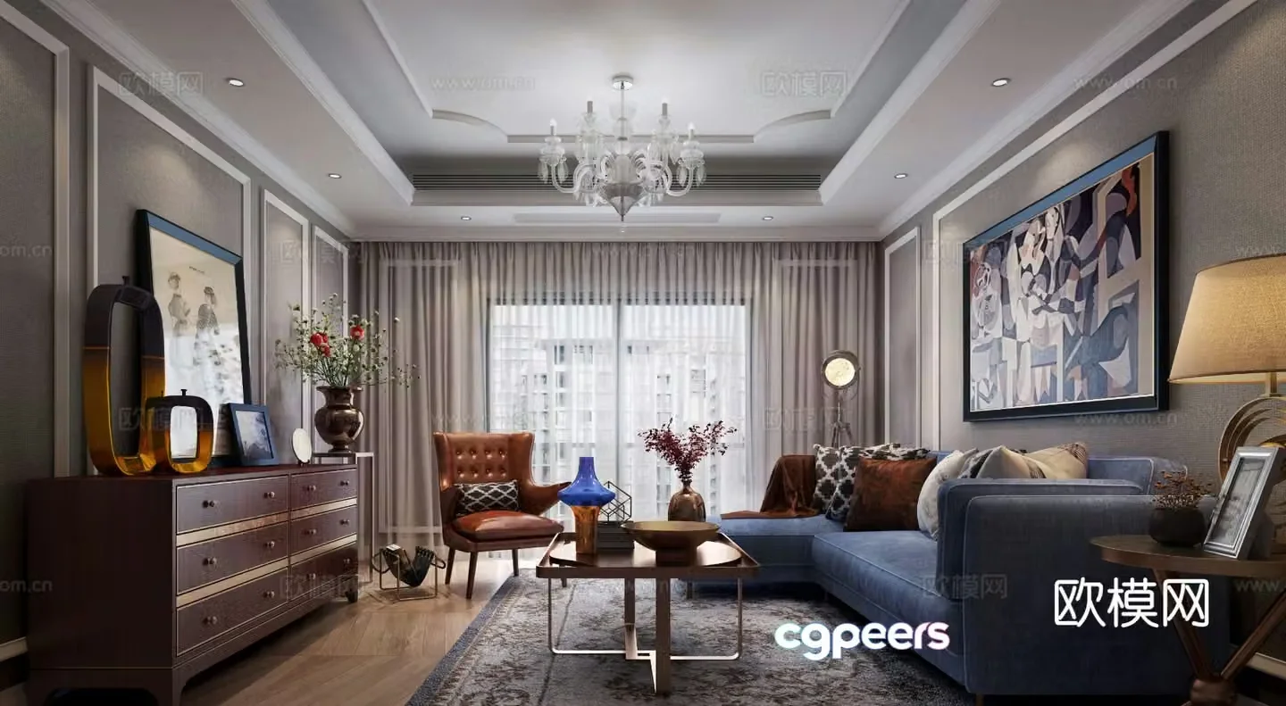 European style living room 3d model