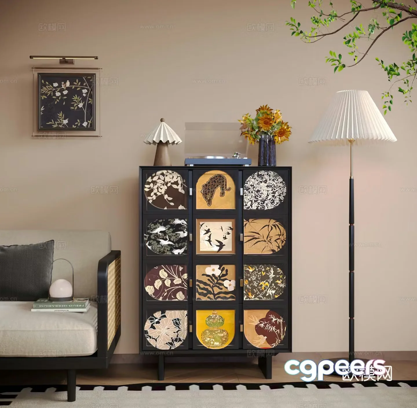Medium style retro entrance chest of drawers 3D model
