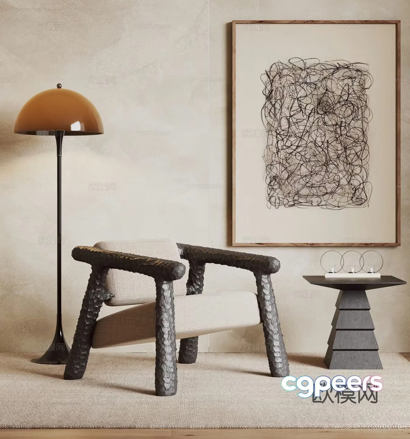 Wabi-sabi sofa chair leisure chair 3d model