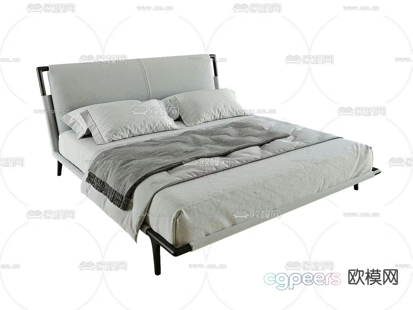 Modern double bed 3d model