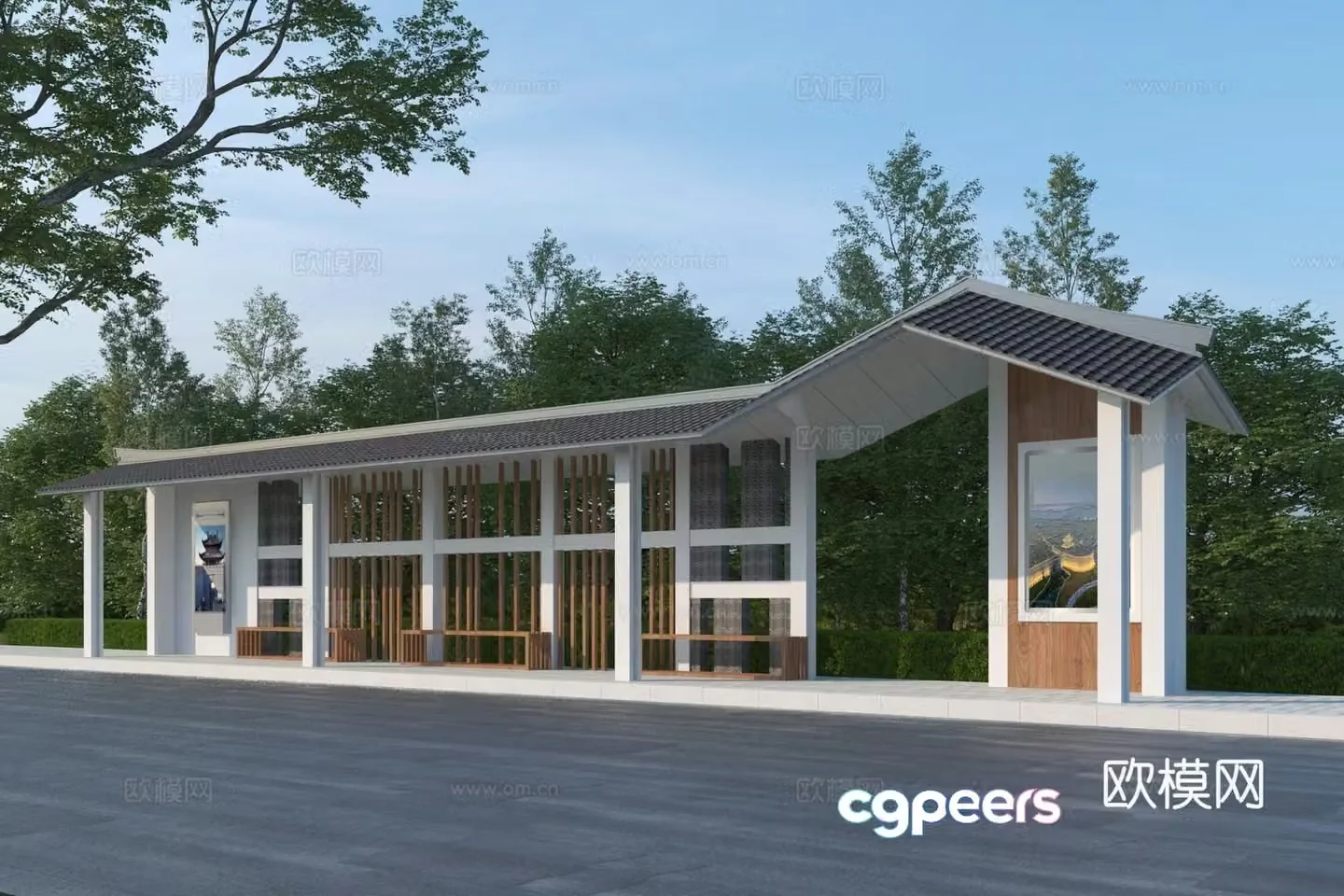 New Chinese style bus station 3d model
