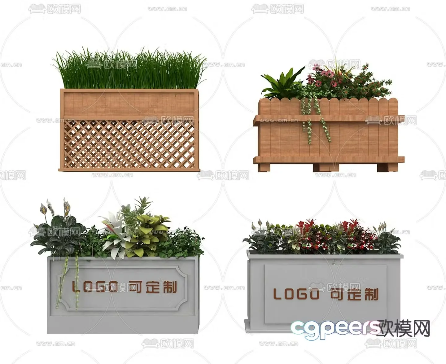 Outdoor flower box flower trough flower bed 3d model