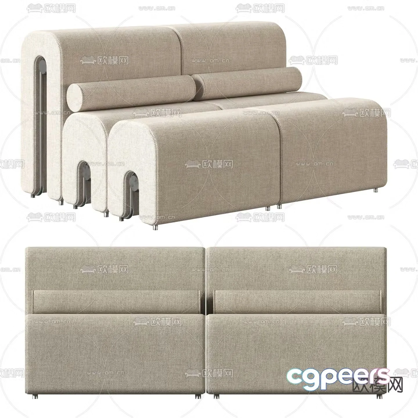 Modern double sofa leisure sofa 3d model