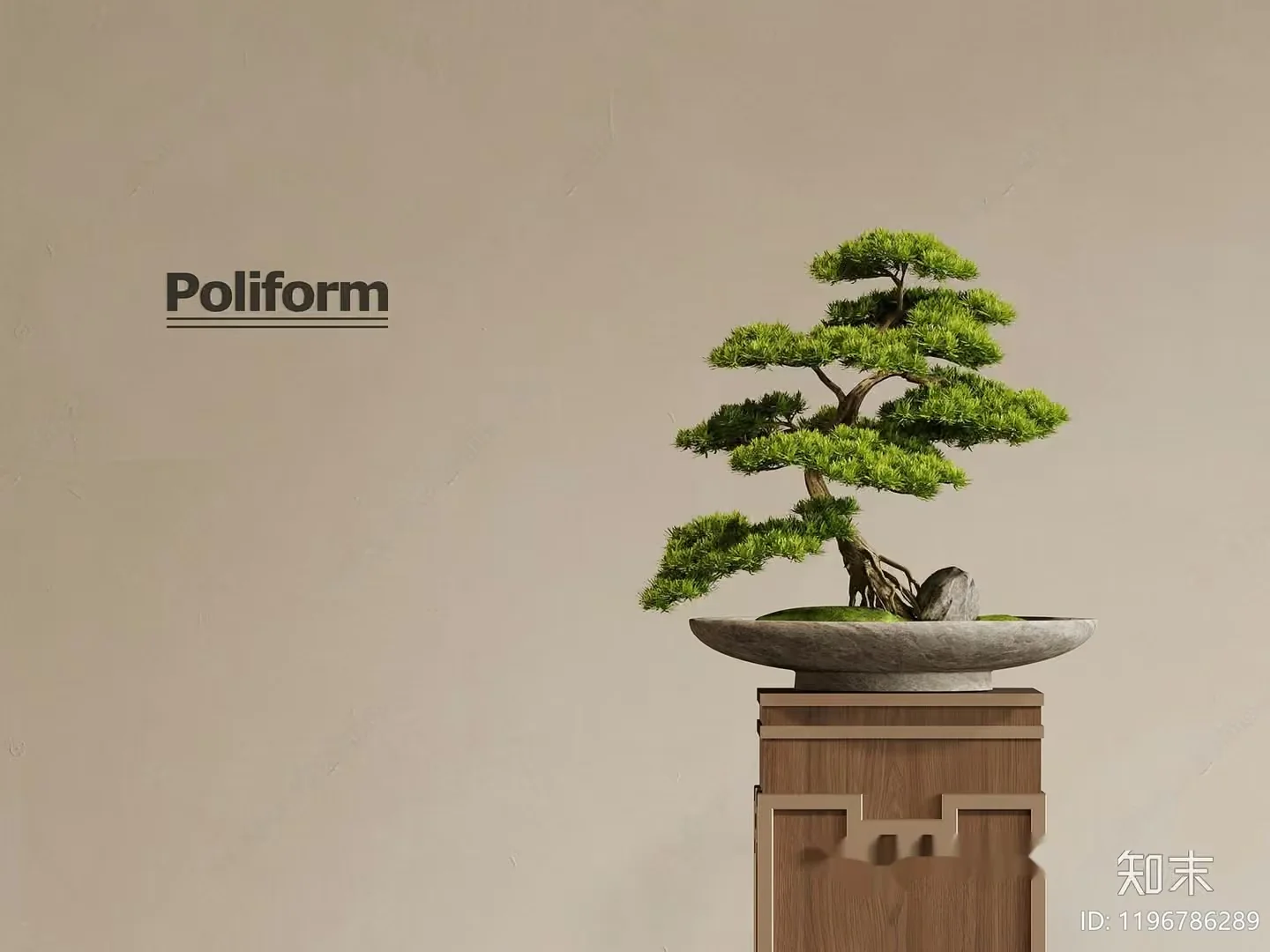 A Bonsai Tree In A Stone Pot 3D Model – 5073 – VRAY Render