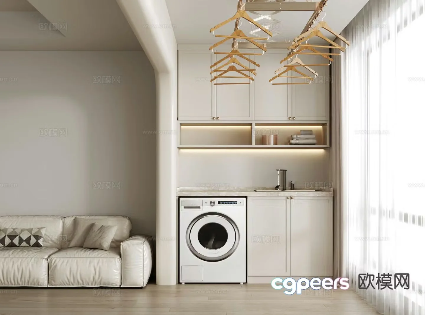 Modern washing machine cabinet balcony cabinet 3d model