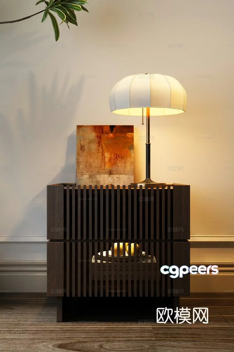 Modern medieval bedside table Modern medieval side cabinet Modern medieval decoration painting 3D model