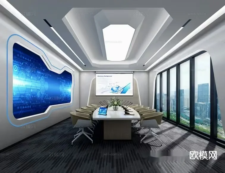 A Futuristic Conference Room 3D Model – 22772 – VRAY Render