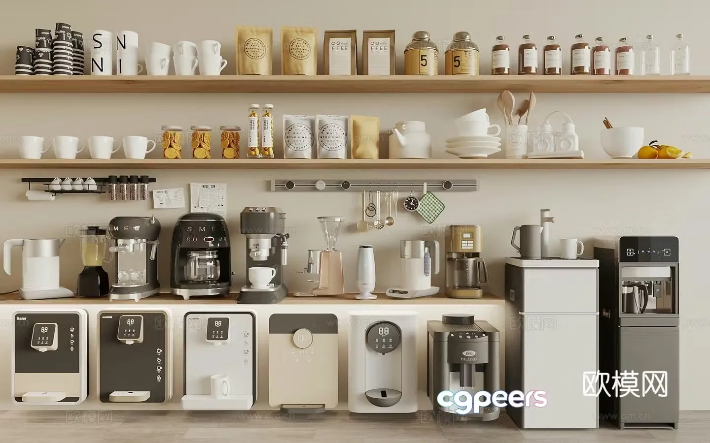 Water dispenser Coffee machine Wall-mounted water dispenser Coffee supplies Vertical water dispenser Kitchen supplies 3D model