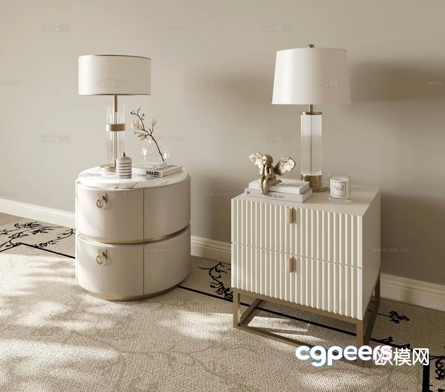 French bedside table 3d model