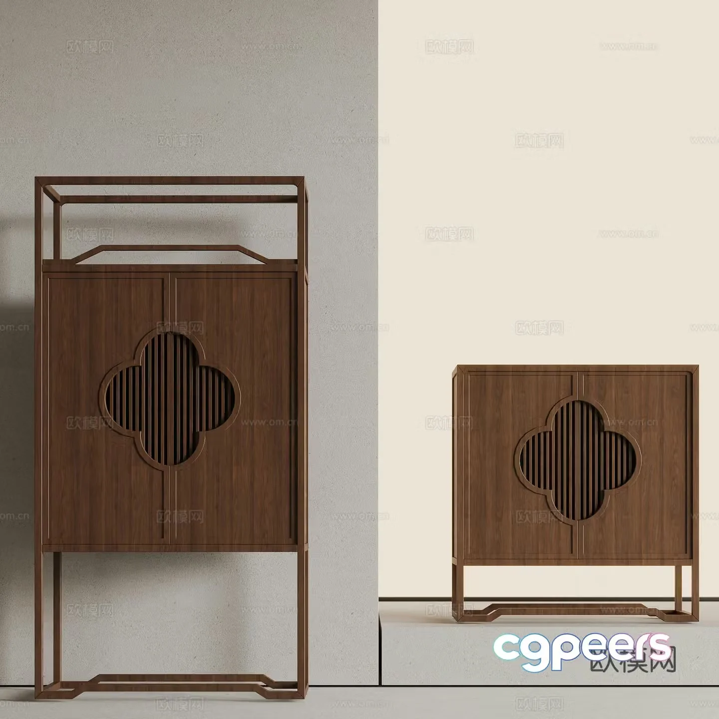 New Chinese style side cabinet high cabinet 3D model