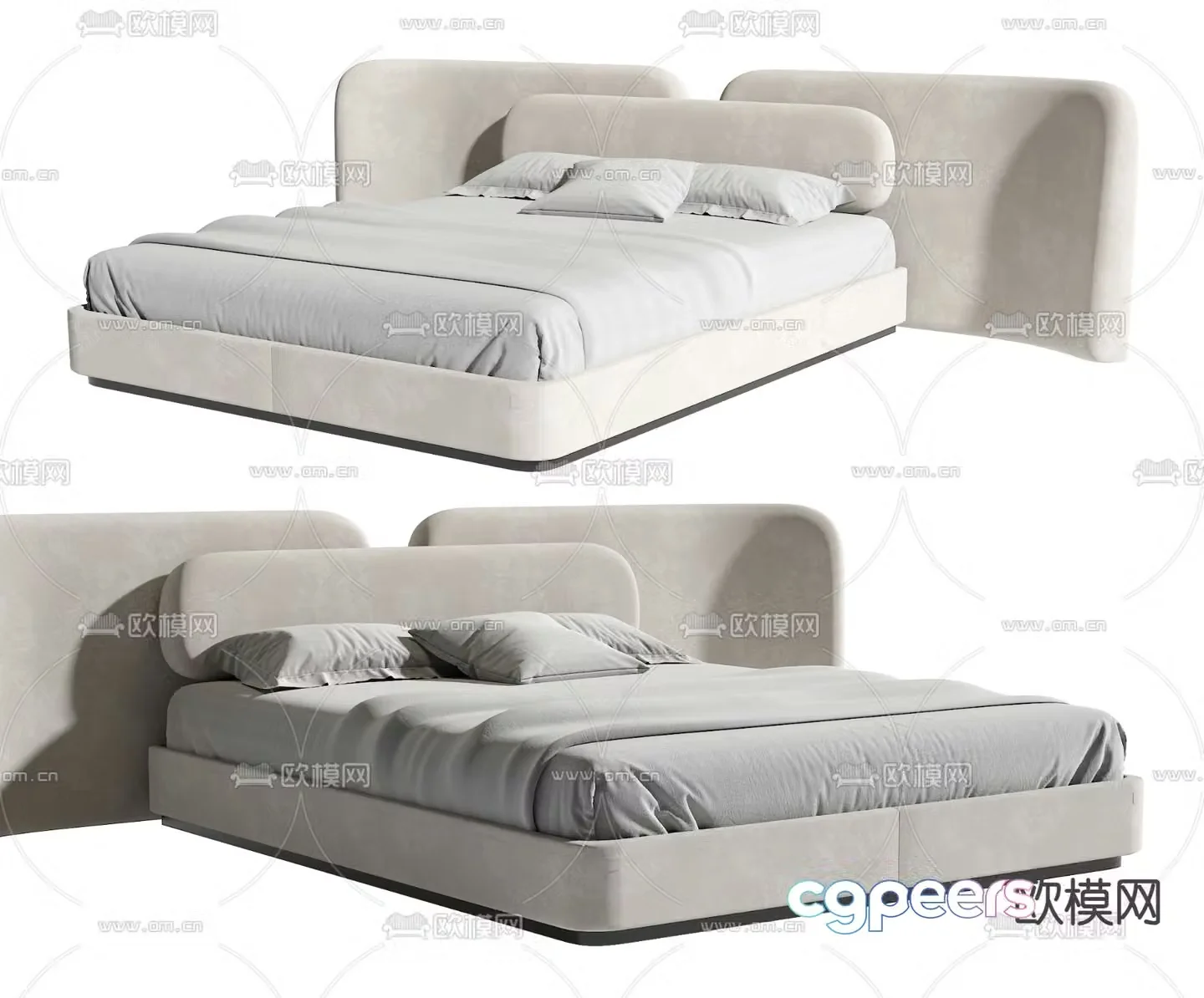 Modern double bed 3d model