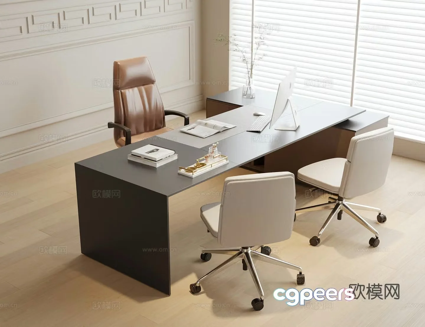 Modern boss office desk chair chair desk desk office chair 3d model