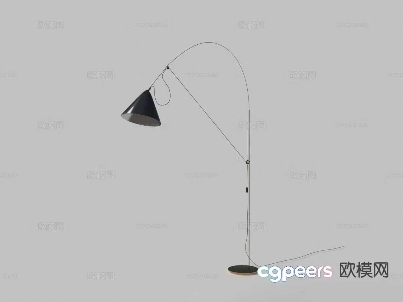Modern metal floor lamp fishing lamp 3d model