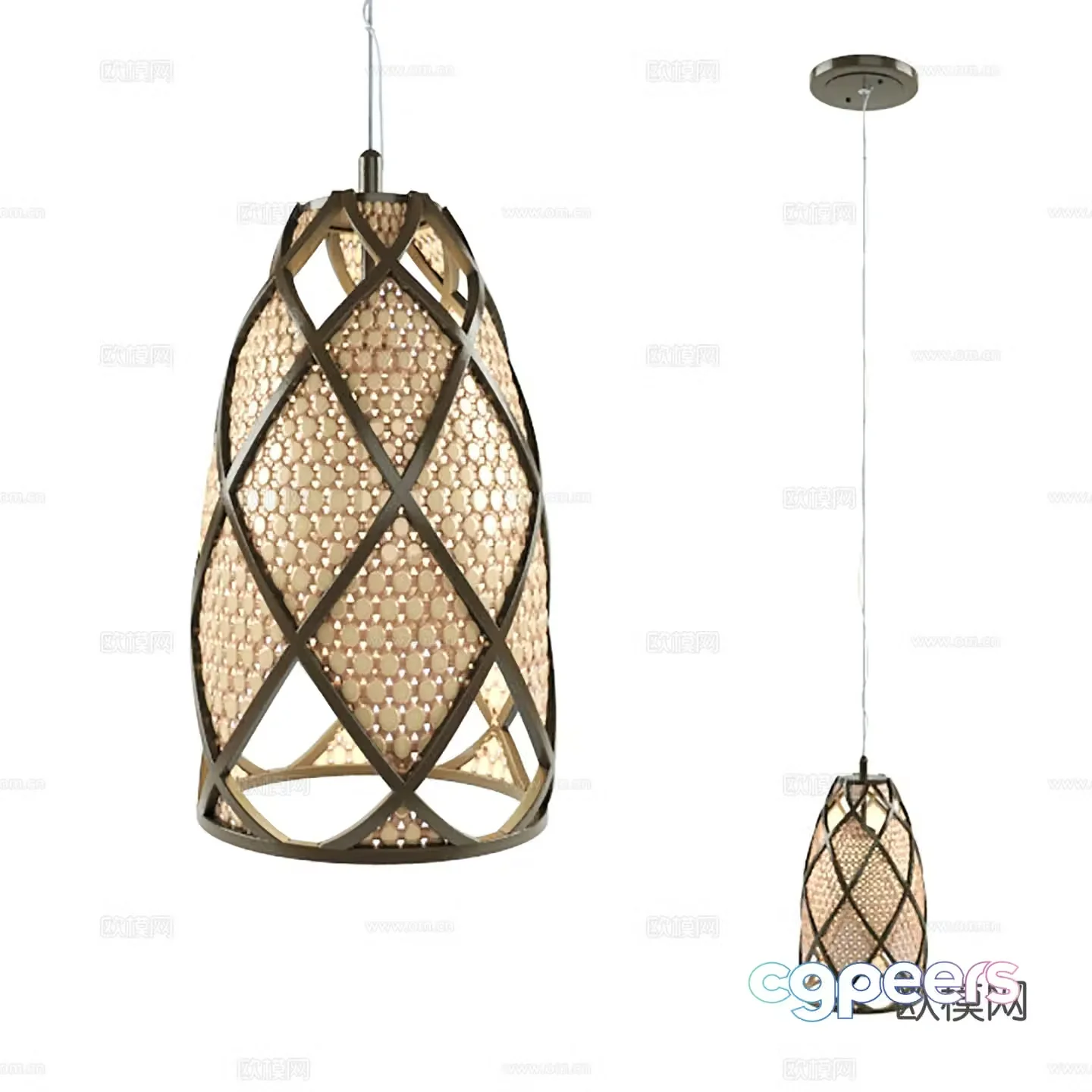 New Chinese Chandelier Ceramic Chandelier Aisle Chandelier 3D Model