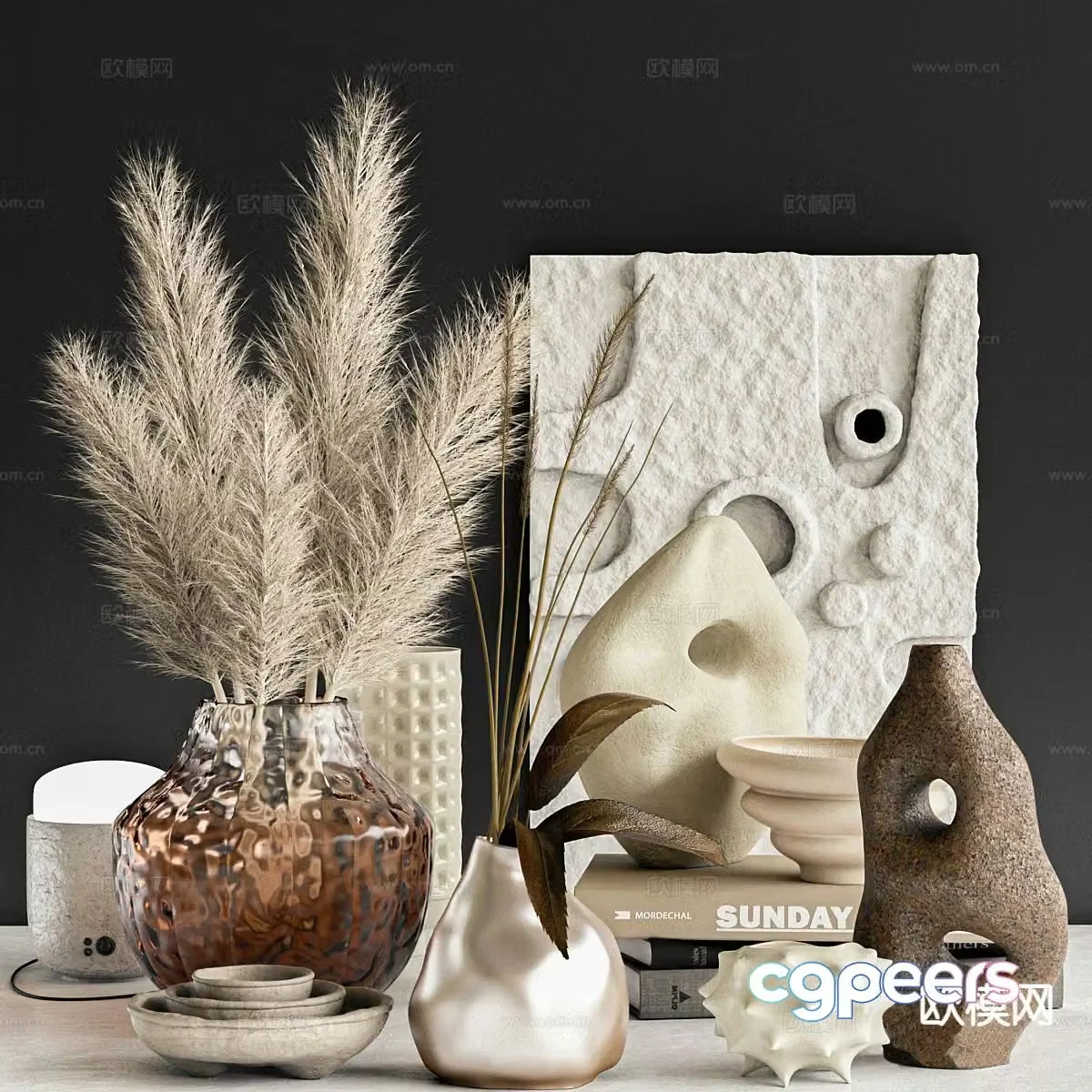 Wabi-sabi decorations table decorations paintings vases 3D model
