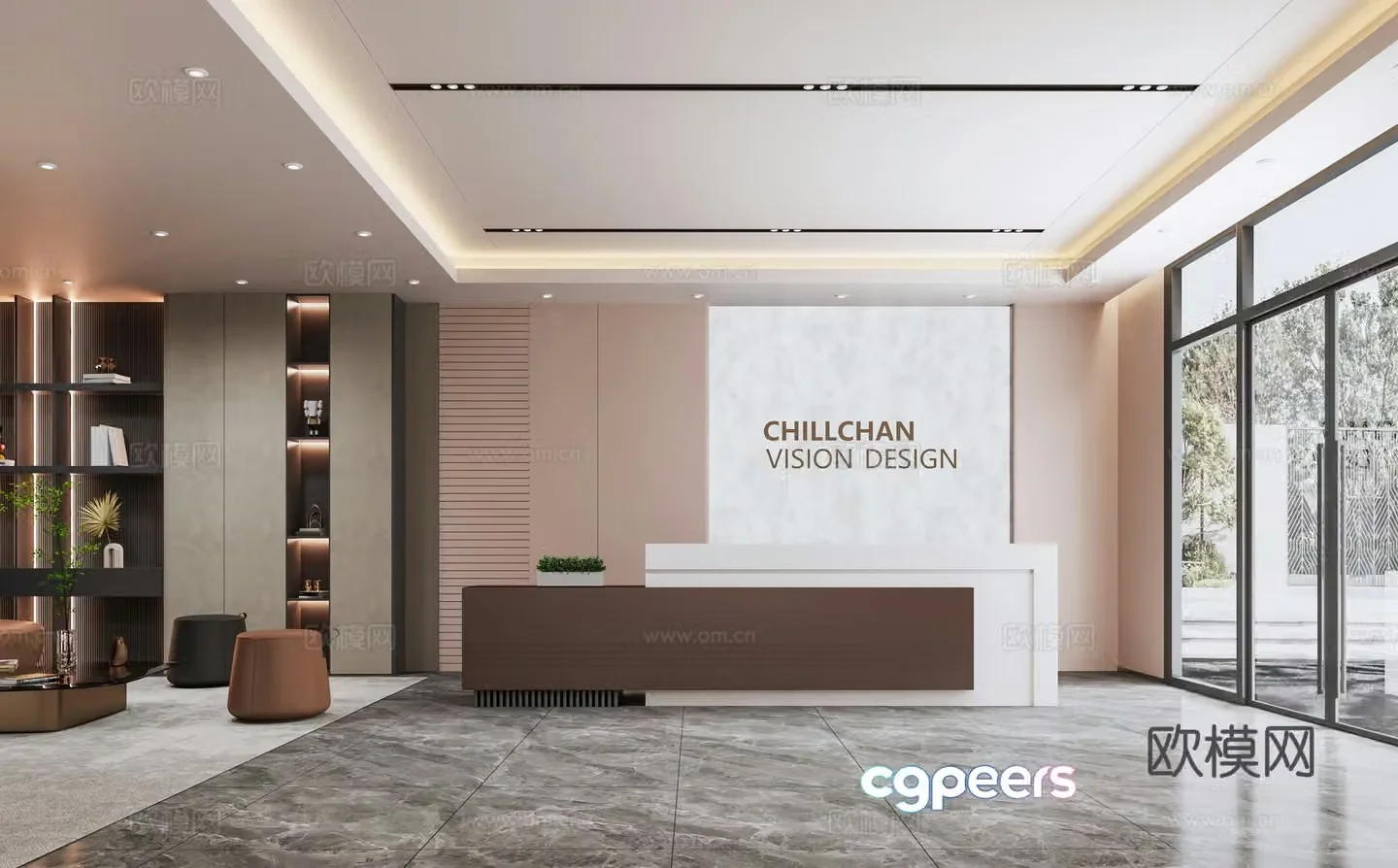Modern company front desk 3D model