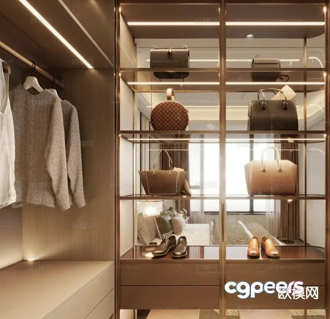 Light luxury corner wardrobe doorless wardrobe 3d model