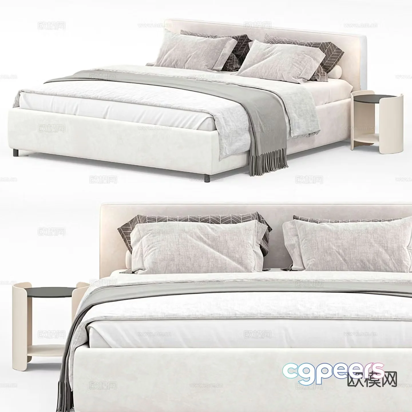 Italian double bed 3d model
