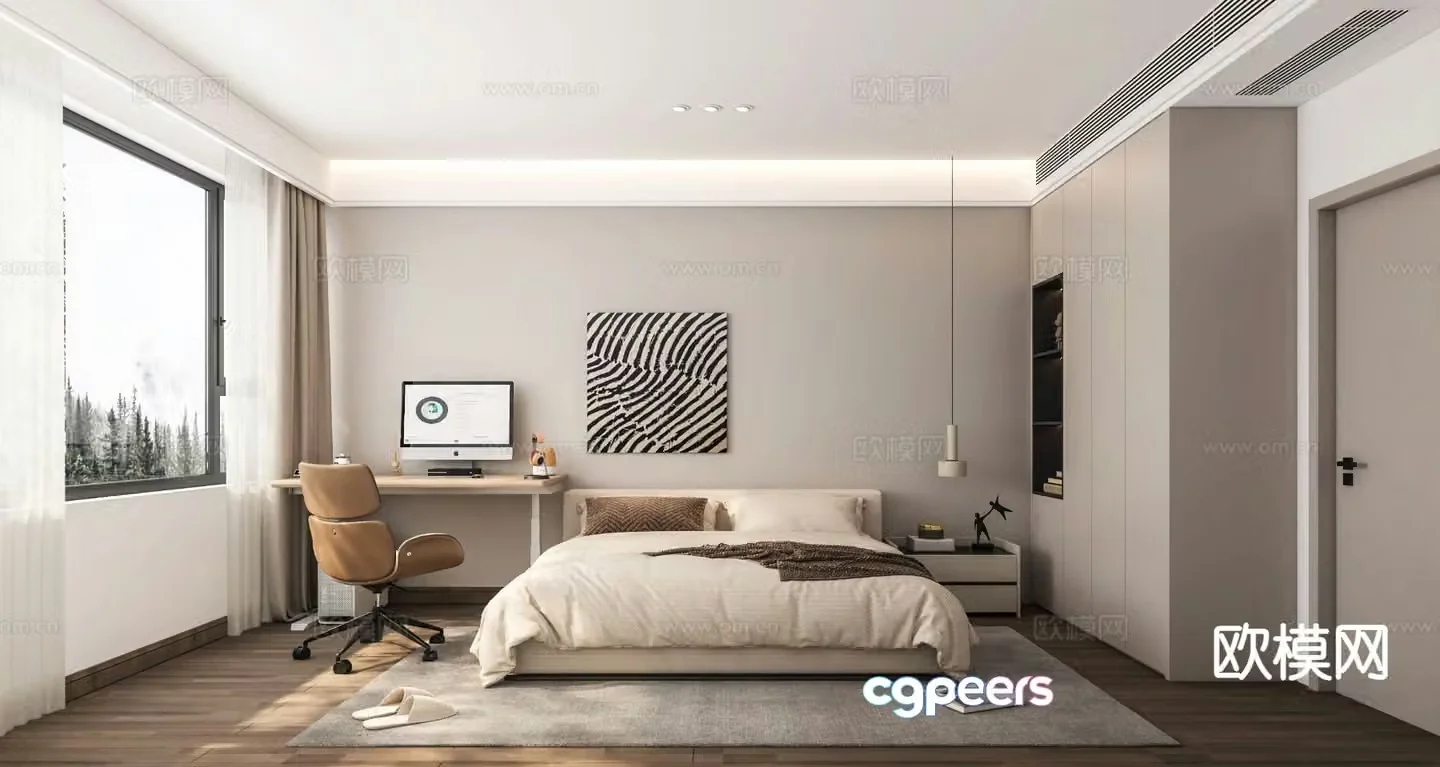 Modern bedroom second bedroom 3d model