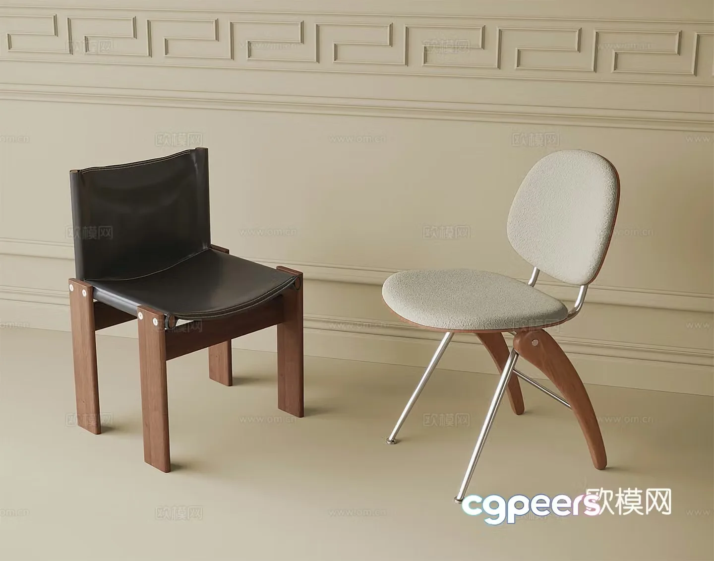 Medieval style chair dining chair 3d model