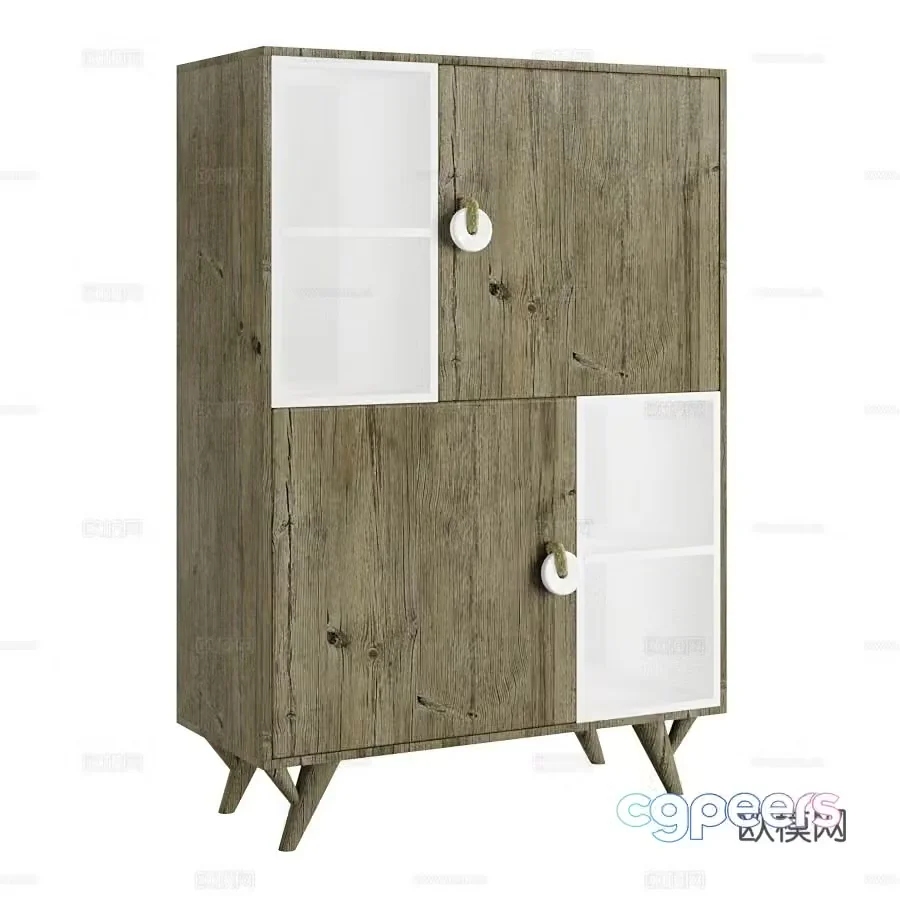 Wabi-sabi style low cabinet shoe cabinet finished cabinet 3d model