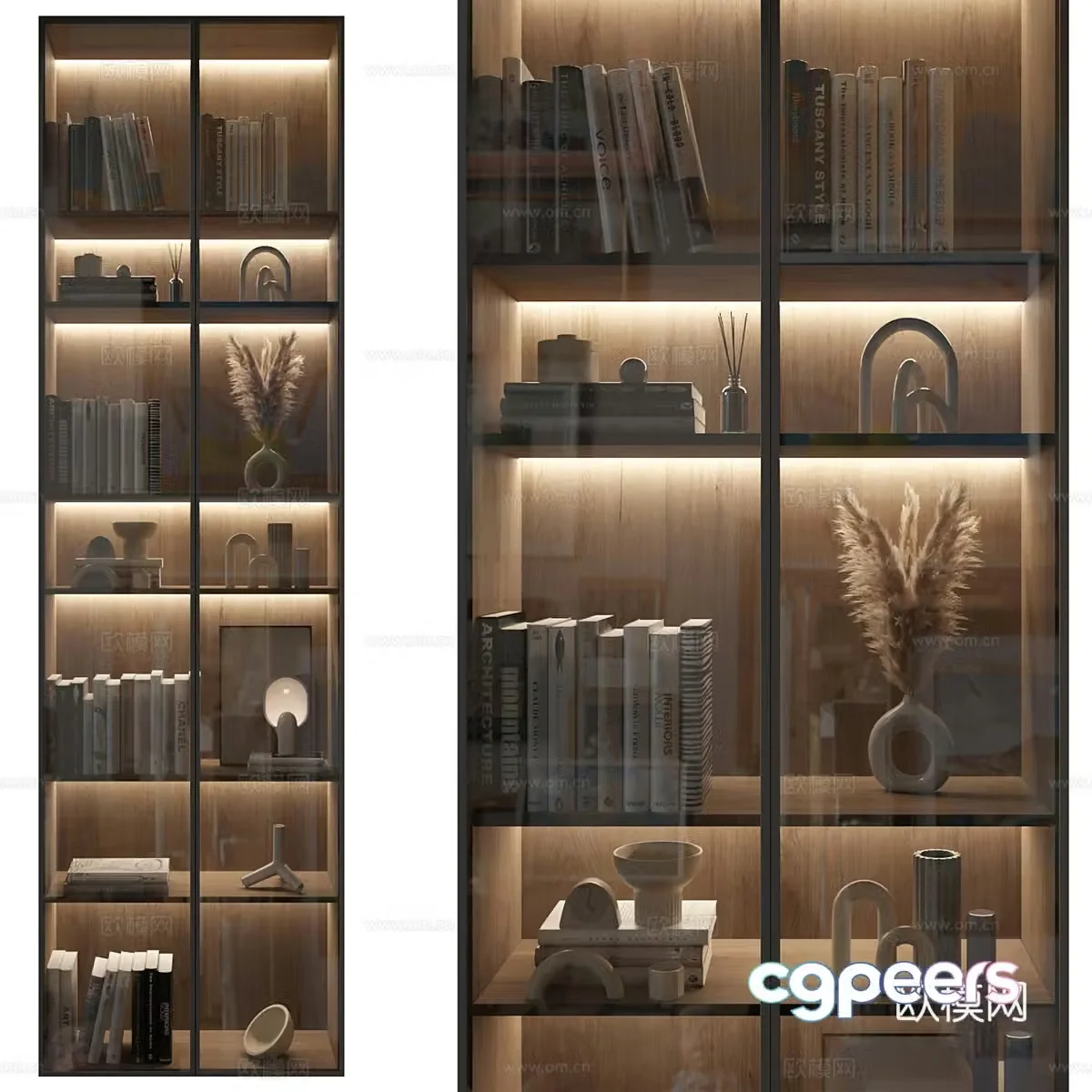 Modern minimalist glass bookcase 3d model