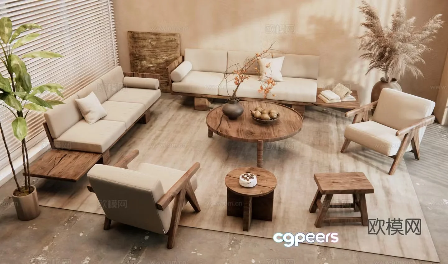 Wasabi sofa coffee table combination sofa 3D model