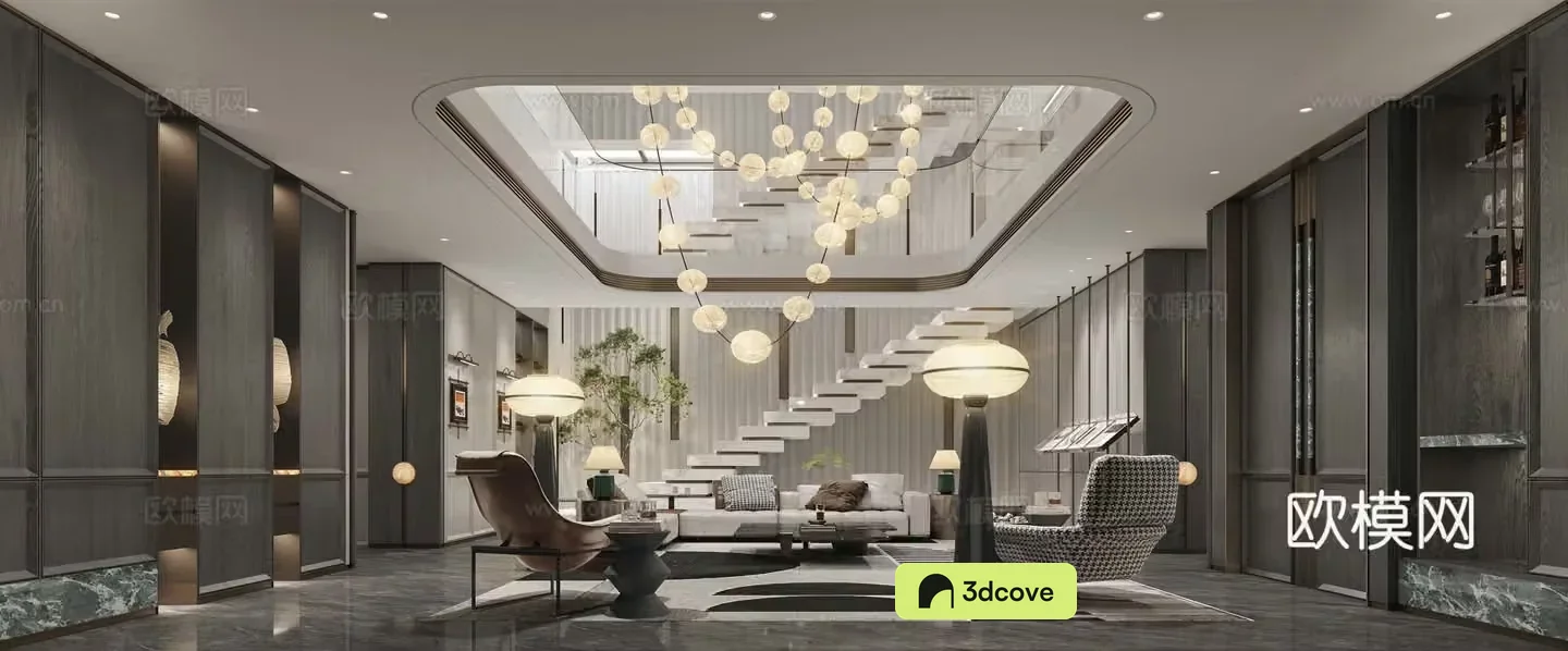 Modern light luxury reception room