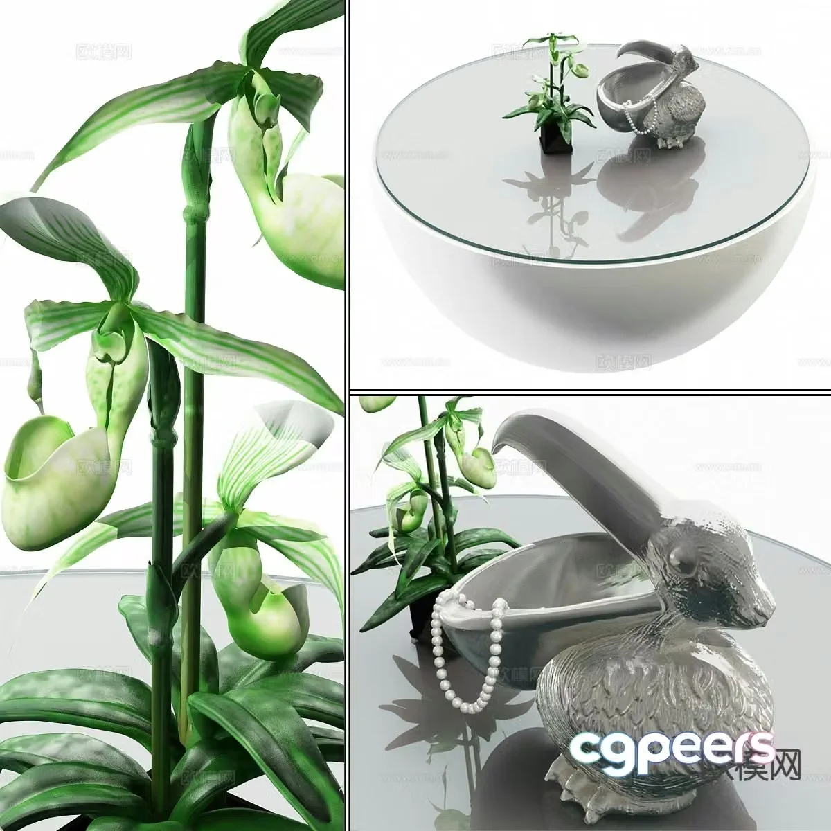 Gray round coffee table glass coffee table 3d model