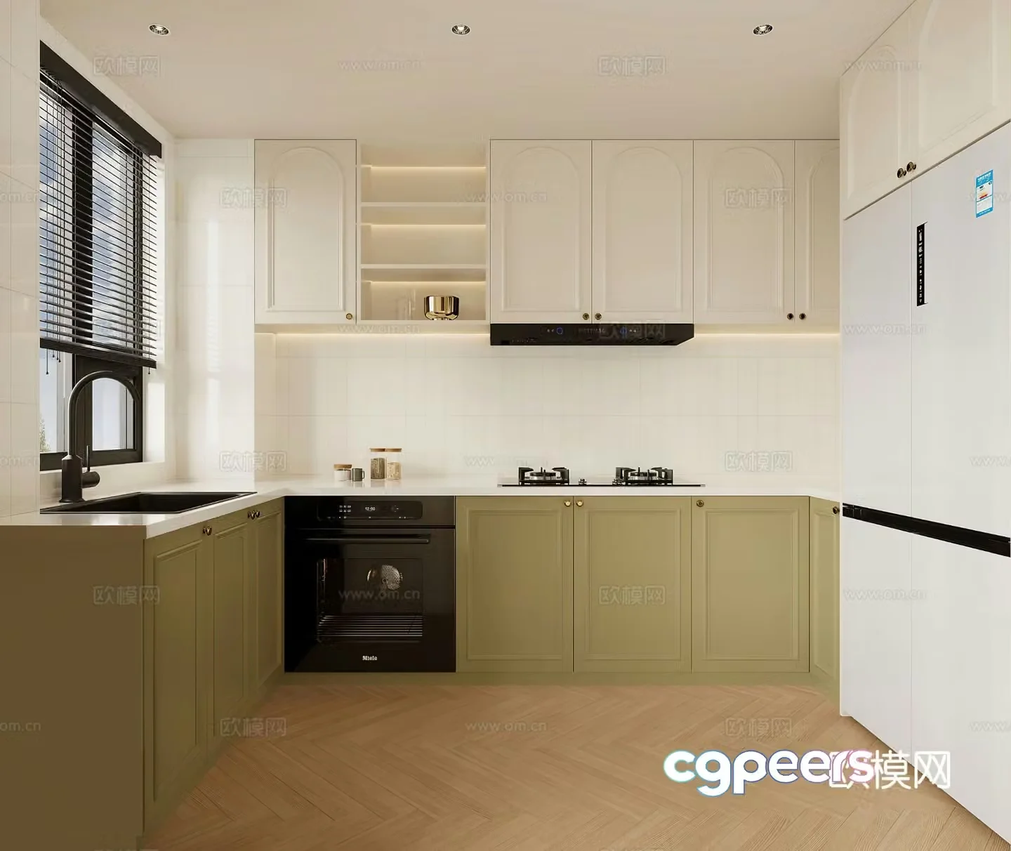 Cream style kitchen 3d model
