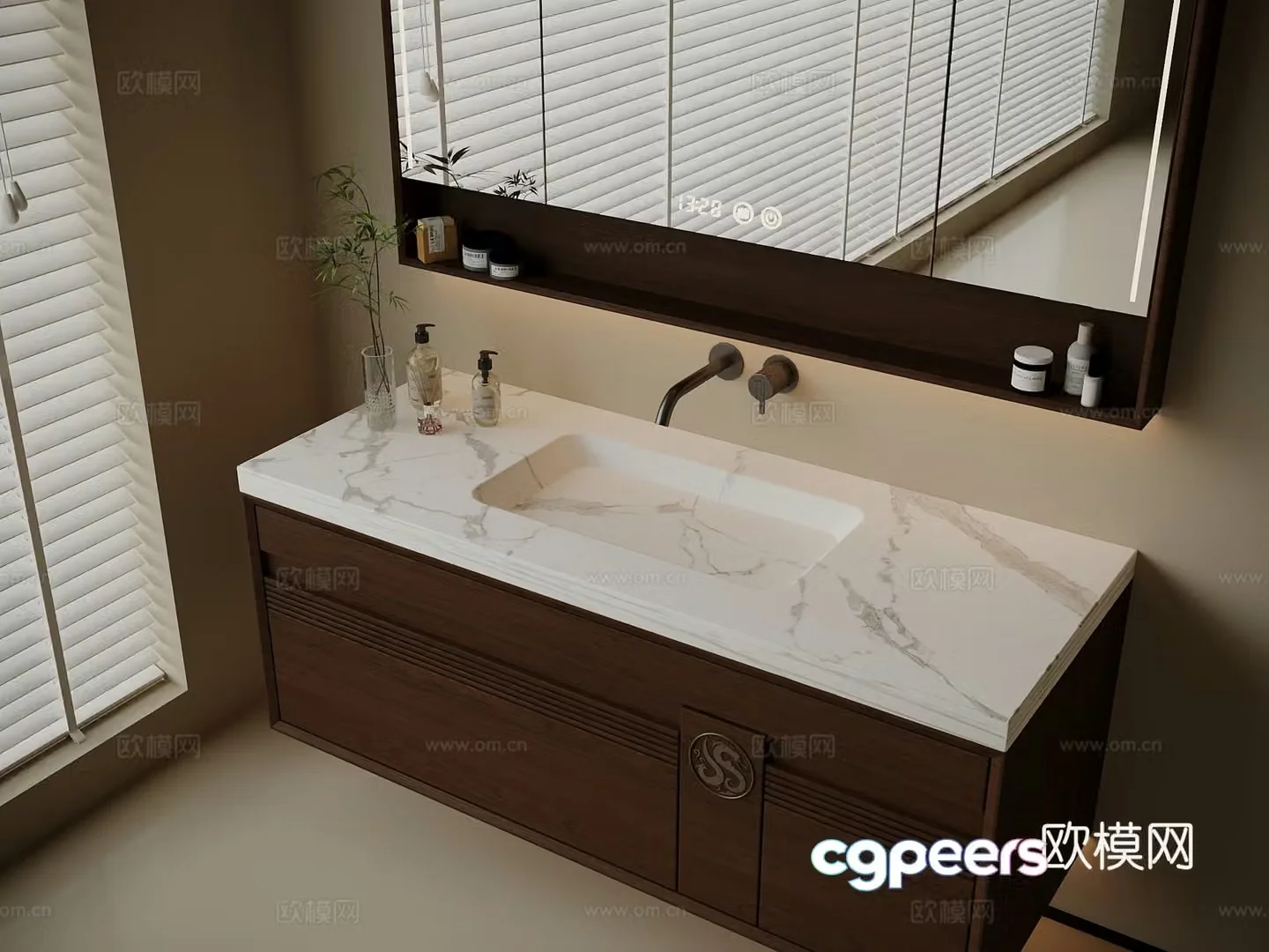 Middle-aged bathroom cabinet bathroom 3D model