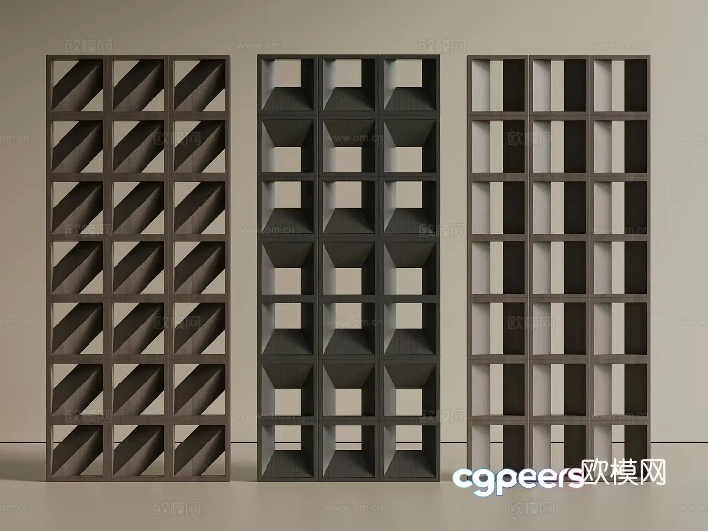 New Chinese style medieval partition Wasabi cement brick modern cement brick prefabricated hollow water 3D model