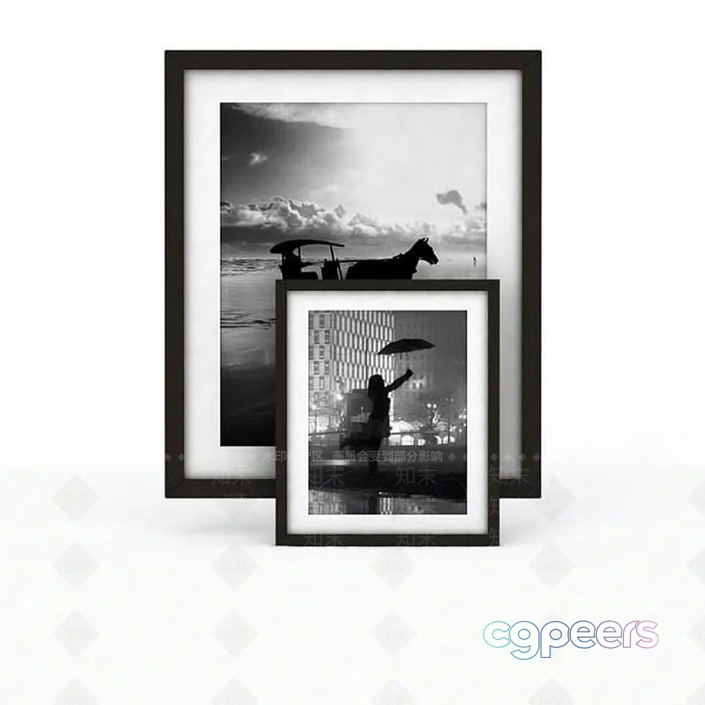A Black And White Photo Collage 3D Model – 10913 – VRAY Render