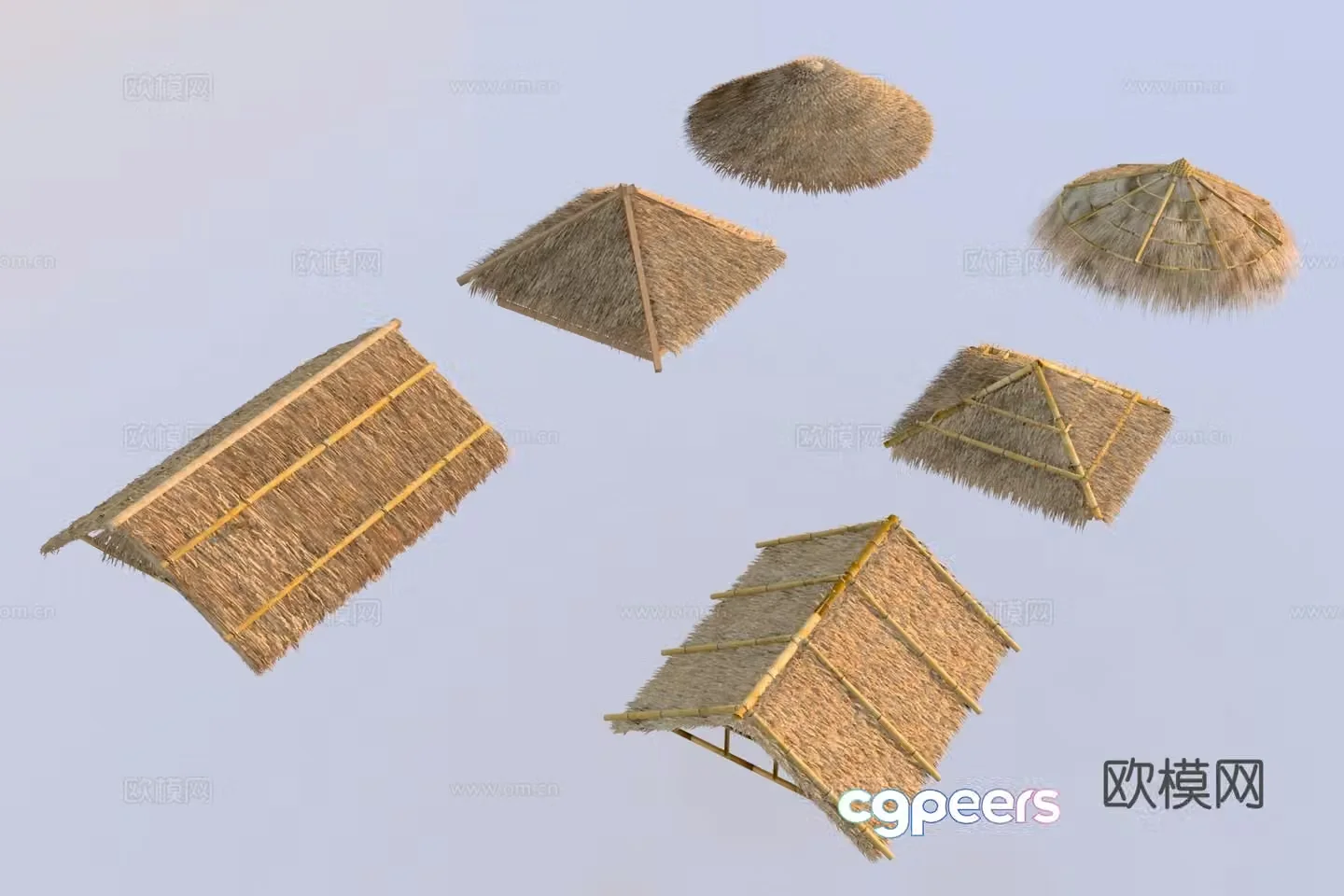 Modern thatched roof eaves 3d model