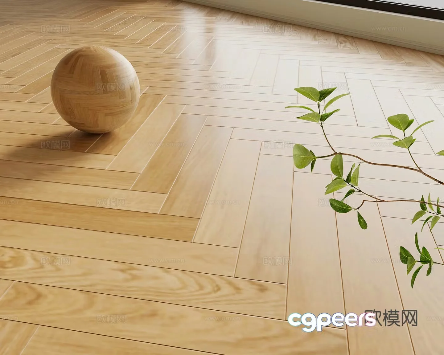 Modern wooden floor Herringbone wooden floor 3d model