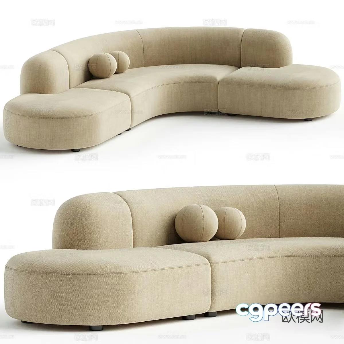Special shaped sofa curved sofa 3d model