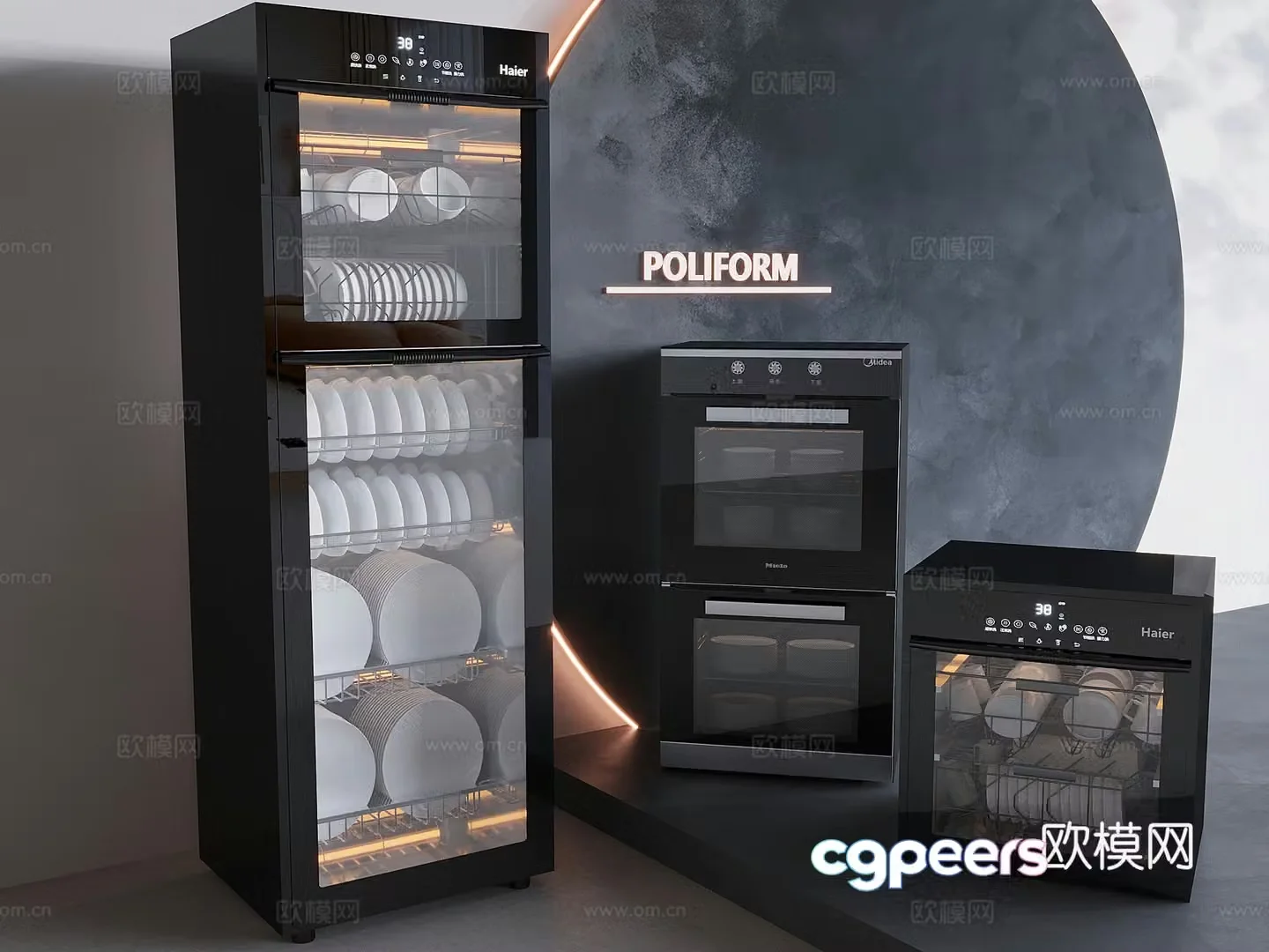 Smart disinfection cabinet dishes 3D model