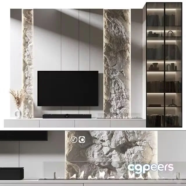 3ds Max Free – TV Wall set 1081