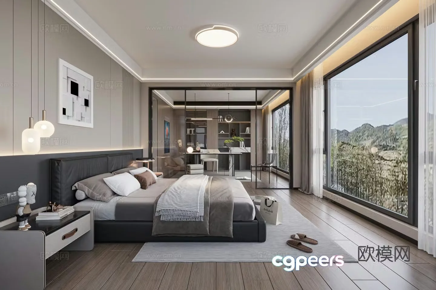 Modern bedroom master bedroom study 3d model