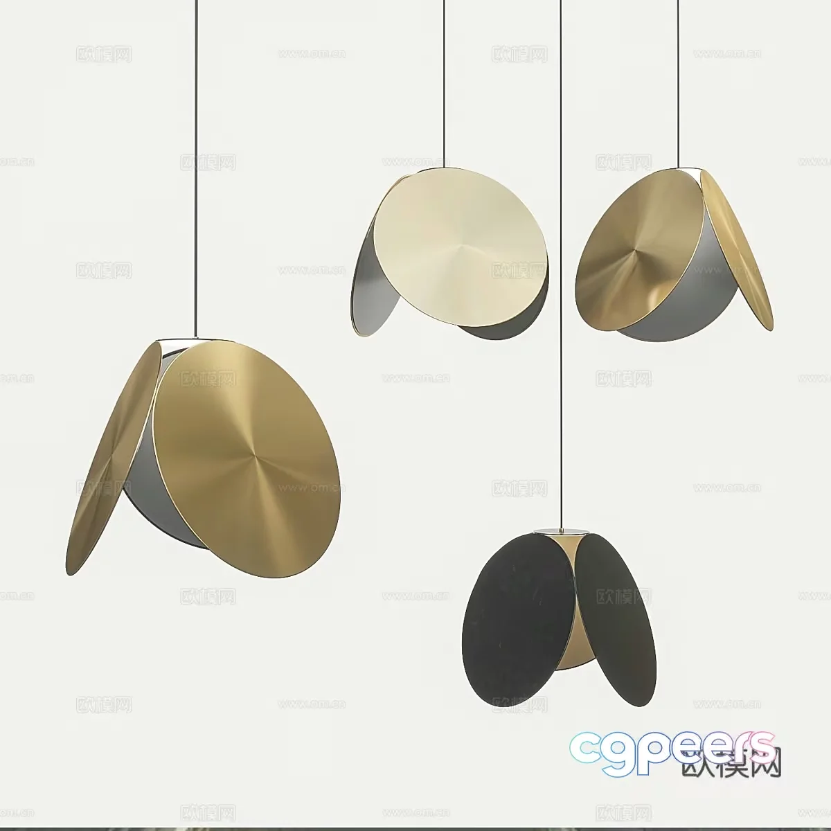 Gold Light Fixture 3D Model – 2546 – VRAY Render