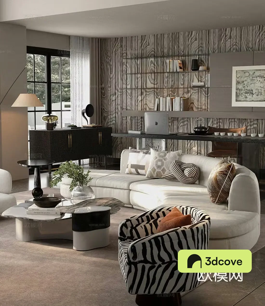 Modern home living room Haipaifeng living room sofa and coffee table combination horizontal living room black and white and gray living room