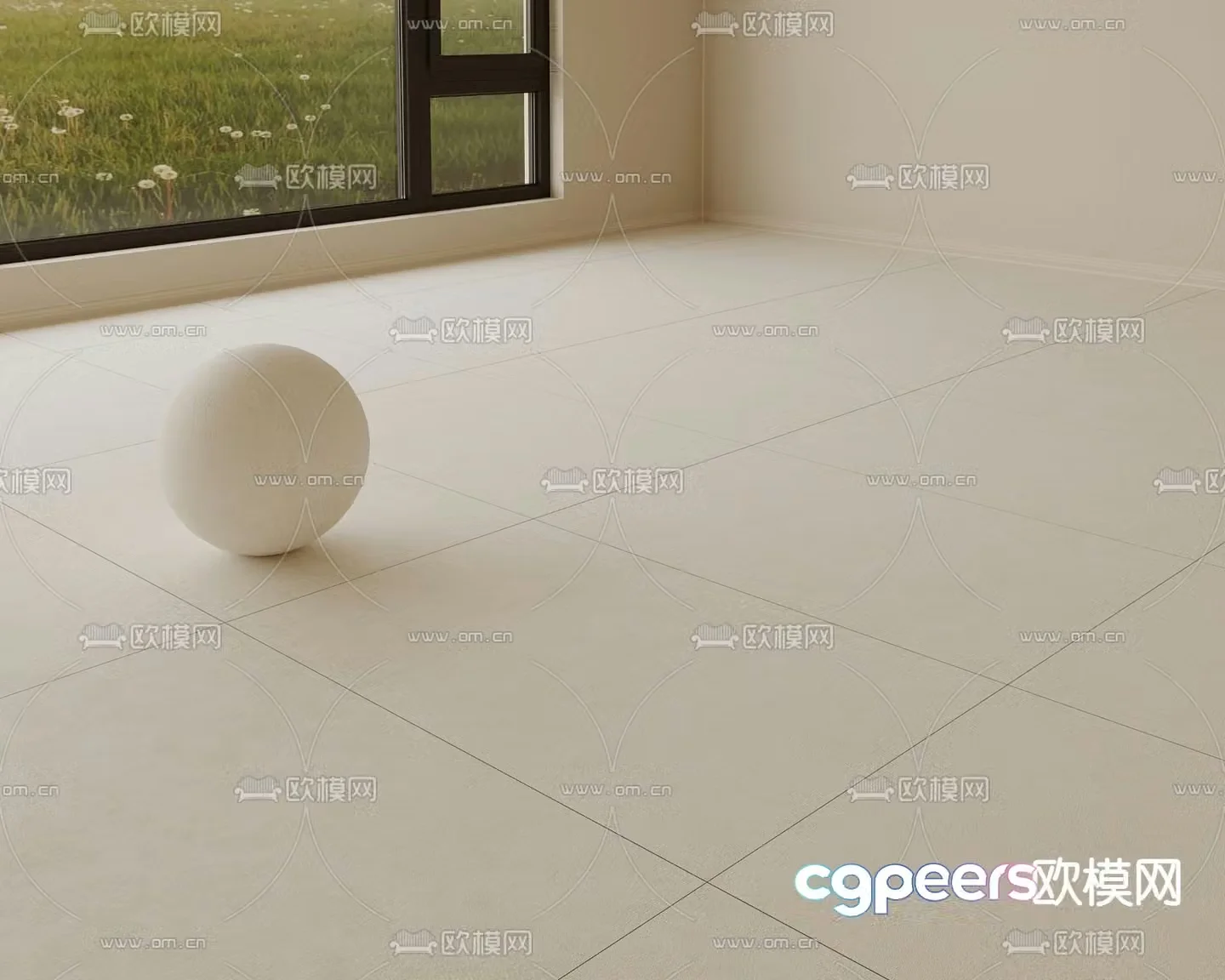 Creamy floor tiles Ceramic tiles Soft light tiles 3d model