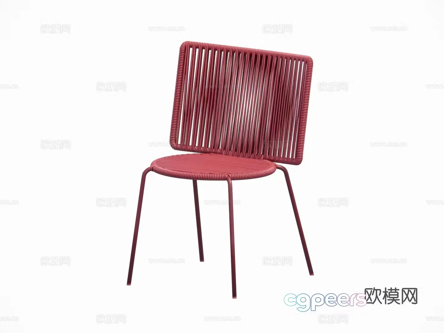 Modern outdoor courtyard garden dining chair Single chair Leisure chair Metal chair Rattan chair Combination 3D model